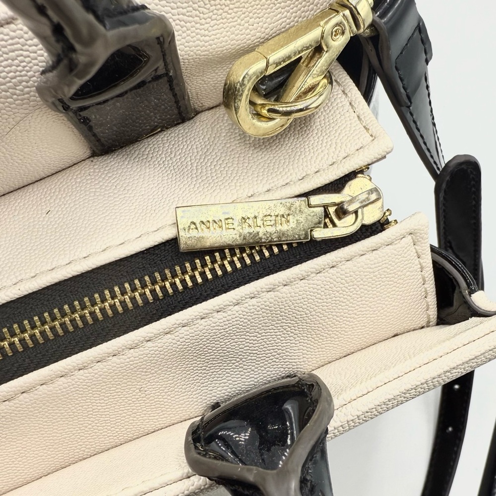 Anne Klein Cream and Black Satchel with Structured Design - Picture 6 of 7
